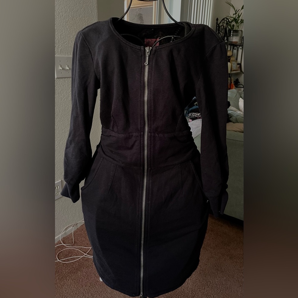 JUICY COUTURE black zip up dress Size S
